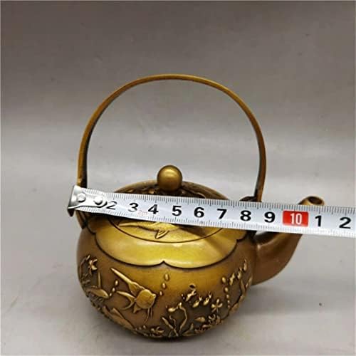N/A кинеска античка колекција месинг цветни птици риба црв чајник
