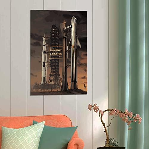 Bne SpaceX Starship и Saturn v Spacecraft Space Canvas Art Art Poster and Wall Art Print Print Modern Family Spoice Decor Posters 08x12inch