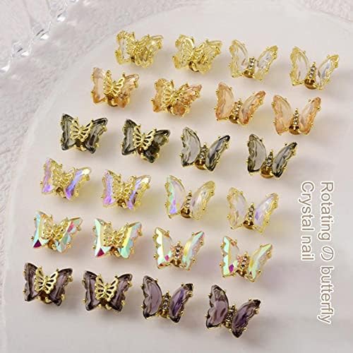 Пеперутки украси за нокти, сјајно украсување на ноктите за нокти, арт, кристални пеперутки додаток за накит - додаток за накит -