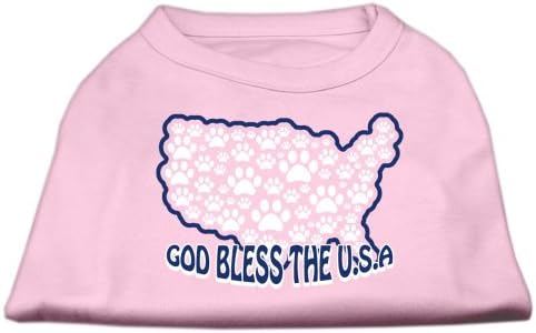 Производи за миленичиња од Мираж 14-инчен Бог благослови кошули за печатење на екран во САД за домашни миленици, големи, светло розови