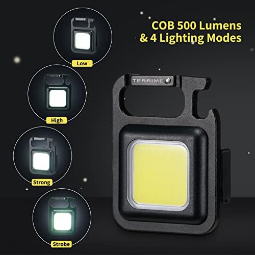 Flashlight Flashlight Mini Cob Chechain, мала LED ланерче за полнење на џеб, 500 лумени лесни преносни магнетски фенерче со отвор