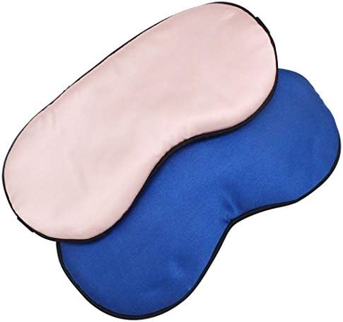 Ранви прилагодлива свилена спиење маска за очи за патувања 2 парчиња, розова, сина боја