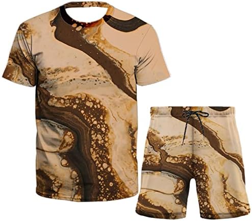 Ruiruilico кратки ракави тренерки за мажи 2023 лето маица со вратот и шорцеви лабави вклопуваат облеки спортски џогер.