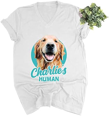 Подароци за кучиња Pawarts v-вратот кошула- подароци за кучиња жени жени кошула графички маички