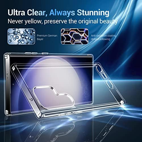 Ренму Кристално Јасно За Samsung Galaxy S23 Ultra Case, 2x HD Заштитници На Објективот На Камерата [Анти-Пожолтување] [Воено Одделение
