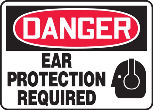 Accuform MPPE031VP Пластичен знак за безбедност, „Заштита на опасноста за уво потребна“ со графичка, 7 должина x 10 ширина x