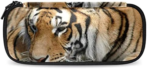 Случај со молив со голем капацитет Крал на шумскиот тигар школа за молив торба торбичка торба за шминка за тинејџери девојчиња 7.5x3x1.5in