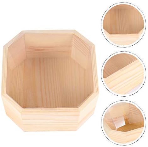Кабилок Детска кутија за накит недовршена дрвена кутија рустикален дрвен квадрат за складирање контејнер занаетчиски кутија за DIY занаетчиски