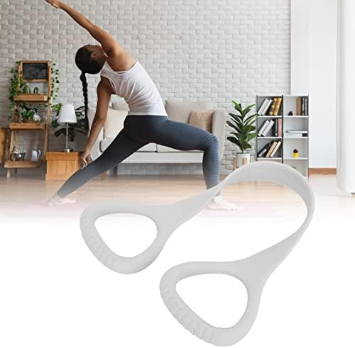 Слика 8 лента за отпорност, еластична фитнес лента за истегнување на јажето, силиконски проширен еластичен опсег за вежбање со рачка за масажа светло сива