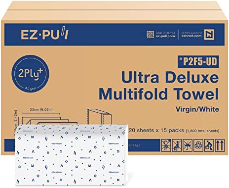 Ultra Deluxe 2pla Deluxe 2pla Deluxe 2ply+ повеќекратна хартија за рачни крпи, бела, 120 листови x 15 pk, p2f5-ud