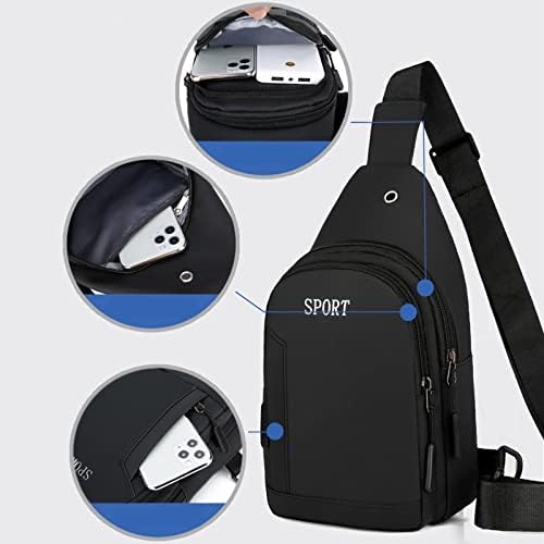 Торба за прашка со крстосница, водоотпорна торба за ранец со прашка со USB порта, повеќенаменски градите со едно рамо на отворено патување