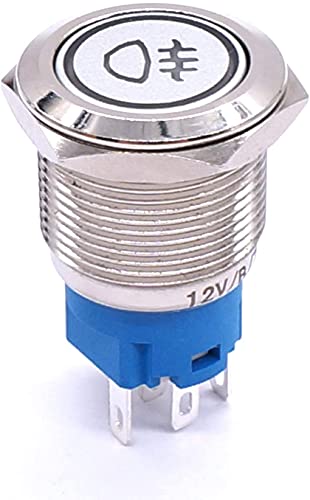 CNHKAU 12V 19мм Сина LED прекинувач 1NO 1NC 3/4 Монтирање на дупката за монтирање тип на метална метал од не'рѓосувачки челик метал