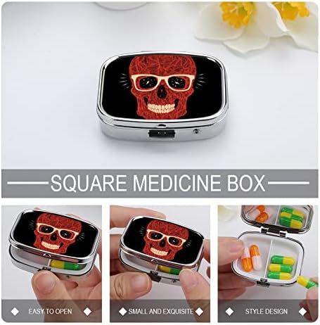 Пилула кутија череп глава, плоштад во форма на таблети, преносен таблета со витамин контејнер, организатор на апчиња држач со