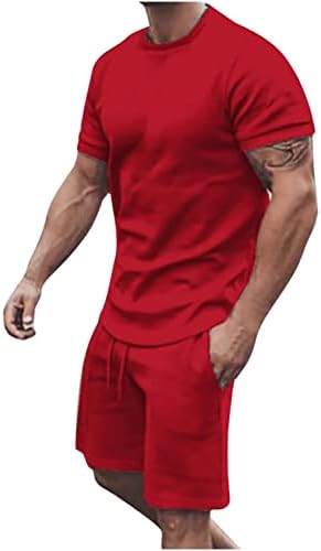 Облека од 2 парчиња за мажи, 2 парчиња облека со кратки ракави маици шорцеви џогирање поставуваат атлетски спортски костуми за спортска облека