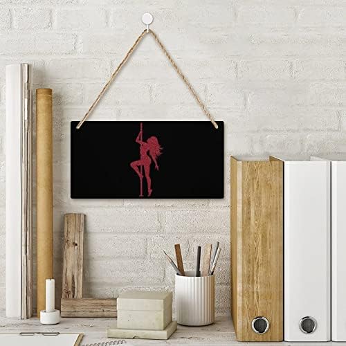 Пол танцување девојка дрво знак персонализирана дрвена плакета виси знак за знак за уметност со јажиња за домашна канцеларија
