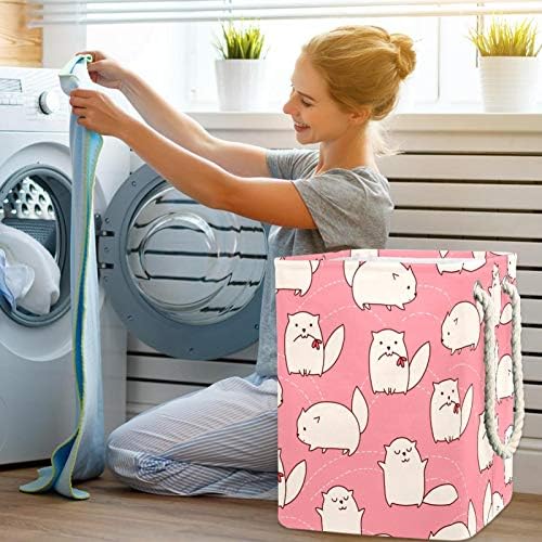 Симпатична алишта за перење на глувчето со хрчак со хрчак со рачки голема корпа за склопување за корпа за складирање, детска соба, организатор