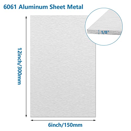 6061 Алуминиумски Лим 6 х 12 х 1/8 Инчи, Тешки Алуминиумски Плочи Со Заштитна Фолија, Рамна Плоча Со Дебелина ОД 3 ММ Цврста Метална Плоча