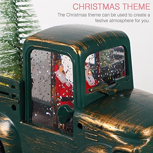 Nuobesty Mini Vintage Truck Decor Decor Christmas Snow Globe Lantern Truck Vintage Божиќен камион со блескава мини новогодишна елка за Божиќно
