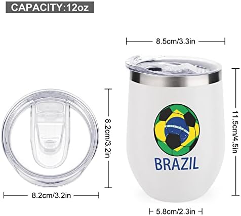 Бразил Фудбал Шише Чаша Со Капак Изолирани Нерѓосувачки Челик Тамблер Двоен Ѕид Канцеларија Дома Чаши