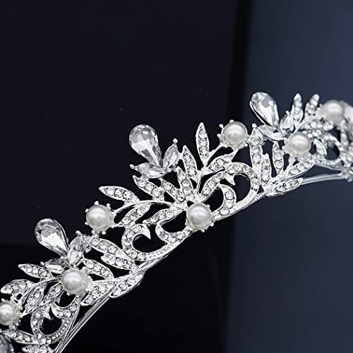 Круна на Кралицата на бисер од кристал, Барокна Свадбена Круна Синид За Невеста Принцеза Дијадема За Жени