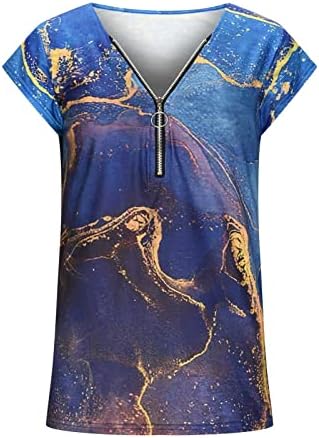 ПРЕГОЛЕМА Женска Мода Обичен Краток Ракав V Печатење На Вратот Боја Патент Маица Блузи