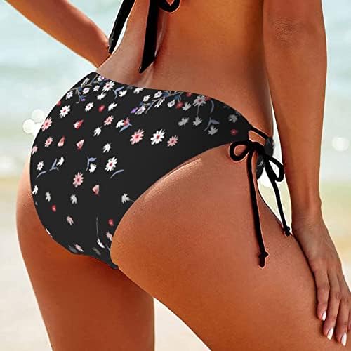 Fulijie Plus Size Sime Cossuit Bownds Bathers Womens Seaxy Print Bikini Bikini Tie Side Brazilian Beachwerse Секси костим за капење