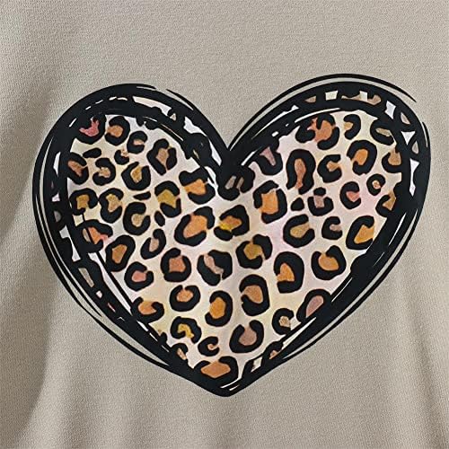 Gliglittr Women Women Day Day Sweatshirt Smecome Leopard Heart Heart Love Graphic Pullover Crewneck Долги ракави за блузи врвови на врвови