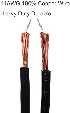 SCCKE 14AWG PREMIUM чист бакар 12V 24V автомобили Цигари Полесни приклучни кабел за продолжување на приклучокот, 10 -ти / 3,05м 14 AWG