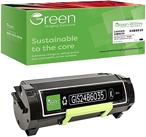 Решенија за зелени слики во САД, повторно воспоставена замена за касети за тонер за Lexmark 24B6035 - Црна, дополнителен висок