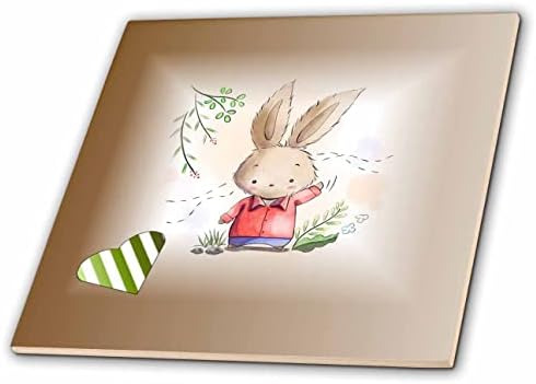 3дроза Слика На Цртан Филм Облечен Зајак На Тен Градиент Со Лента Срце-Плочки