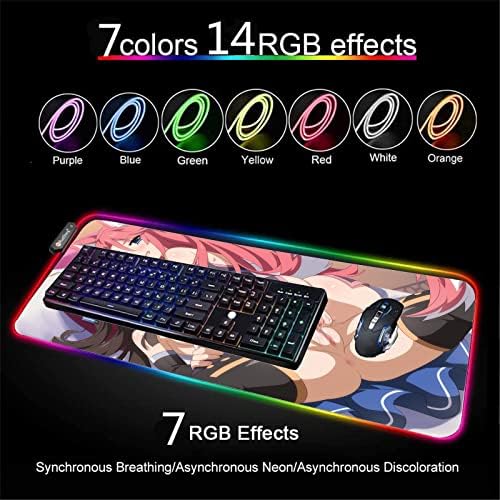 Глувчето Влошки Аниме Девојка Секси RGB Mousepad Голем Глувчето Рампа ИГРИ LED Позадинско Осветлување Биро Заштитник Прозрачна Компјутер Гејмер