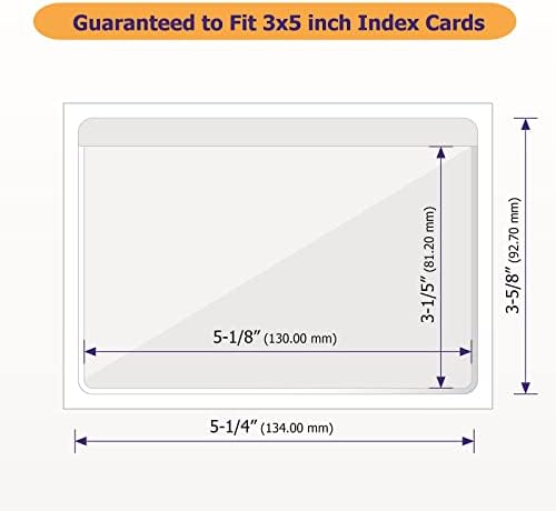 Јасно Лепило 3 х 5 Индекс Картички Џебови Со Врвот Отворен За Вчитување, 50 Пакет, Пластични Етикети Носителите За Канти За Складирање И Библиотека Картичка, Идеален ?