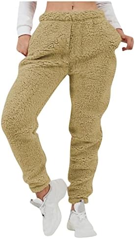 Swrowesi панталони за жени зимски обични лабави плишани панталони цврста дебела плус големина истегнување на високи половини џемпери