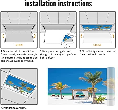Флуоресцентни Светлосни Капаци За Тавански Дифузни Панели-Тропска Шема - Флуоресцентни Светлосни Капаци за Канцеларија во Училница-2ft