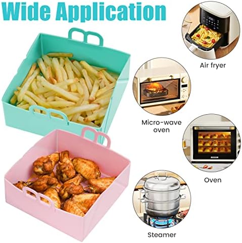 Nihome Air Fryer Silicone Pot Square 2 парчиња, 6,3 Вметнувања за еднократно обложување, лесни за чистење на корпа за воздушни аеродри,