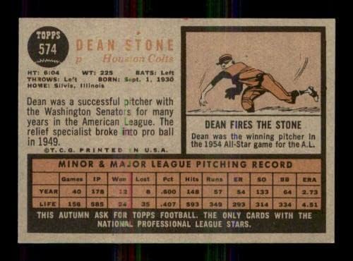574 Дин Стоун - 1962 Топс Бејзбол Картички Оценети НМ / НМ+ - Бејзбол Плочи Автограмирани Гроздобер Картички