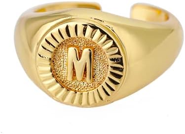 Ttndstore Vintage Почетна буква со потписи прстени за жени ringвонење околу златно писмо прстен венчален накит-87734