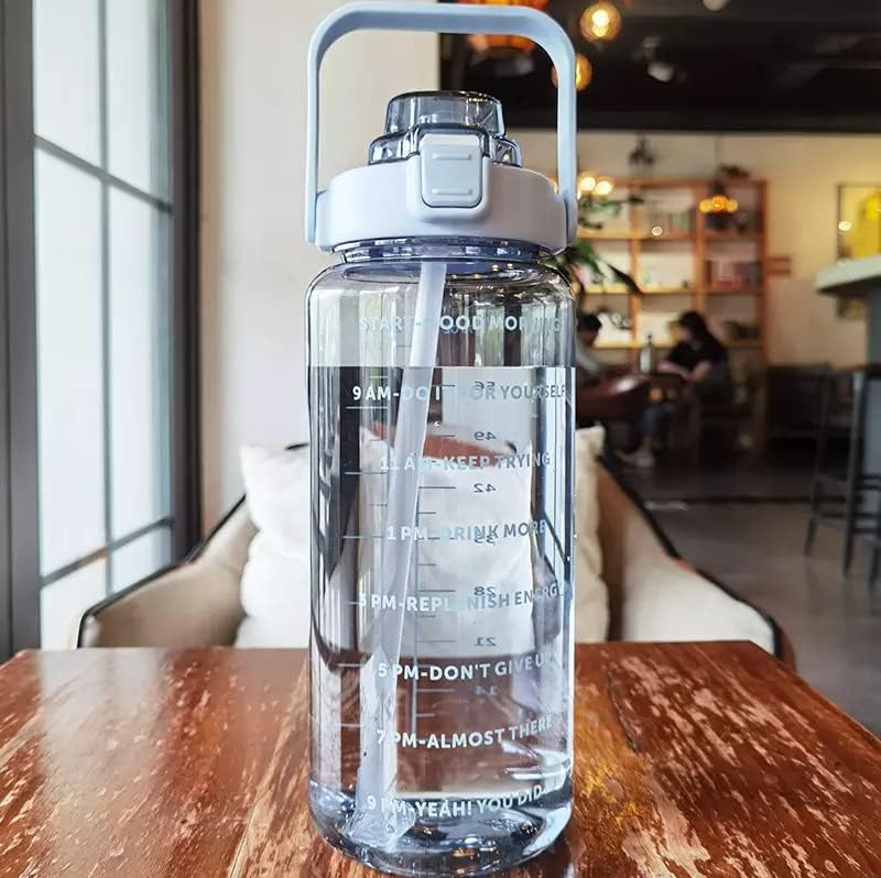 Изберете шише со вода 70oz, 2-литарски, мотивационо спортско шише со вода, БПА бесплатно, протек-заштита за заштита на отворено, салата,