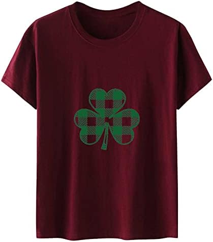 Денот на Свети Патрик е на врвот на женските шами за печатење на екипажот на екипажот за кратки ракави за кратки ирски фестивалски кошули блуза блуза