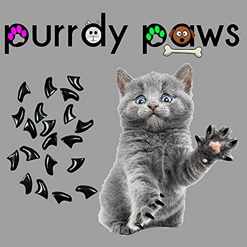Пурди Шепи 6 Месечно Снабдување Меки Капачиња За Нокти За Мачки Црни Мали-Дополнителни Лепила
