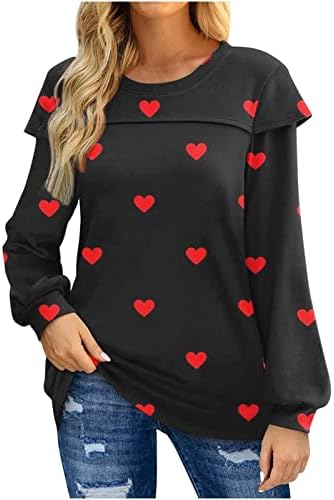 Валентин кошули за жени диско срце печатење маичка облечена симпатична празничка туниника врвови капаче за лепете летни врвови