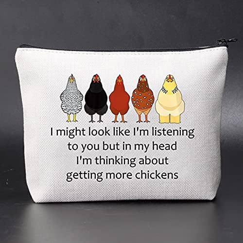 ЏНИАП Пилешко Шминка Торба Пилешко Љубовник Подарок Пилешко Мајка Земјоделец Козметичка Торба Размислувам Да Добијам Повеќе Торбичка За Кокошки