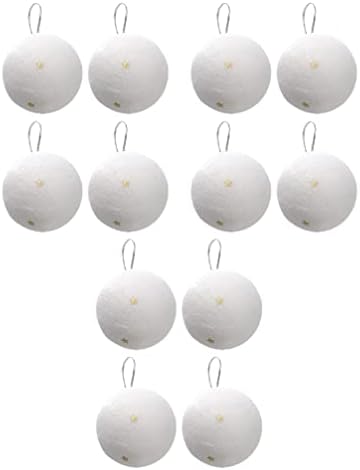 Кисангел бел декор 24 парчиња занаетчиски топки од пена Божиќ виси топки бели снежни топки пена полистирен тркалезни топки