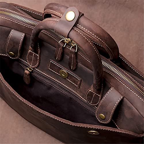 GPPZM Гроздобер торби чанти Мажи рамо оригинална кожа чанта Човек кафеава лежерна торба за лаптоп 15,6 инчи