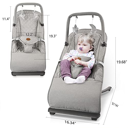 Бебе трескач, преносно седиште за бебиња за бебиња, Бебе тресење со 3 точки за новородени бебиња, рокер за новороденчиња до мали деца