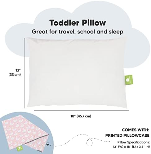 Keababies Toddler Pillow со перница и перница за мали деца за перница од 13x18 - 3x18 Мојата мала сонувачка перница - органско куќиште за перница