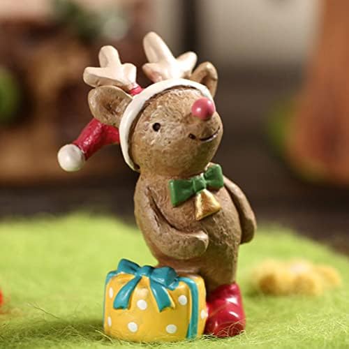 Pretyzoom мини смола Божиќни фигурини 4 парчиња минијатурен снежен човек Дедо Мраз ирваси ирваси овци фигура торта топеч