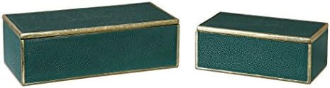 Мојот заматен дом Малахит Зелено злато кутија сет пар | Подарок за ситници смарагд модерен