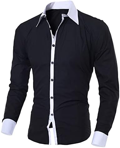 Машки кошули за фустани Класично се вклопуваат копче со долг ракав надолу со цврста удобна обична двојка кошула деловна формална работа кошули