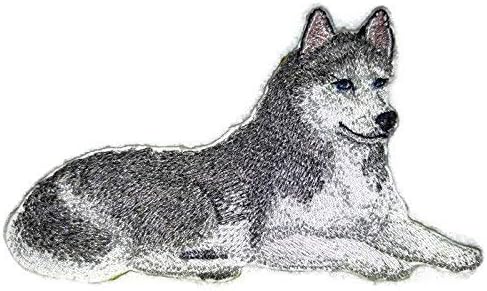 Неверојатни портрети за кучиња [сибирски хаски] везено железо на/шие лепенка [5 x 3] [направено во САД]